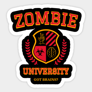 Zombie University Halloween Costume Sticker